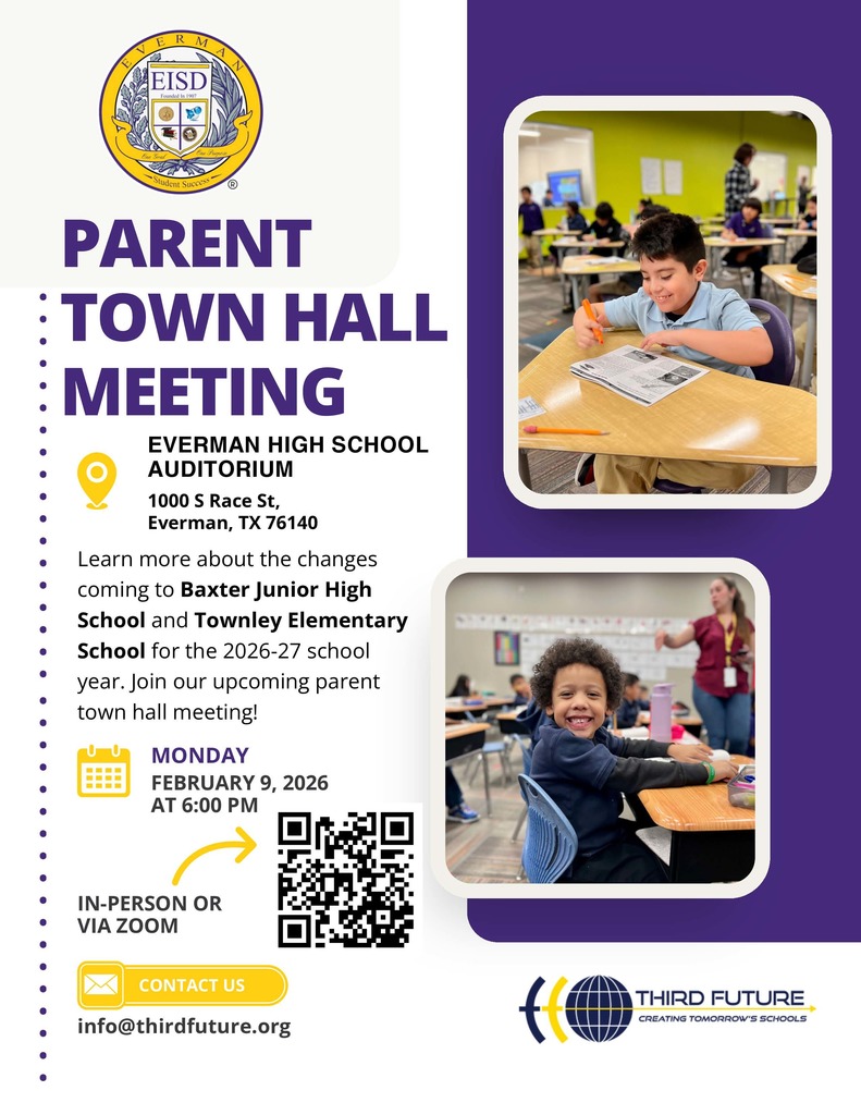 Parent Meeting for Baxter and Townley. Come learn about the changes coming for the 2026-2027 school year on Monday, February 9, 2026, at 6:00 p.m.