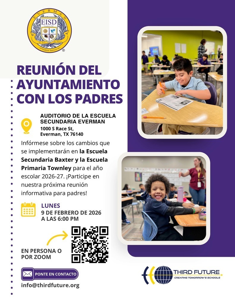 Parent Meeting for Baxter and Townley. Come learn about the changes coming for the 2026-2027 school year on Monday, February 9, 2026, at 6:00 p.m.