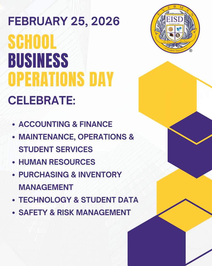 Join EISD in celebrating School Business & Operations professionals today.  Thank you for all the hard work these individuals do  — from maintaining facilities to overseeing safety measures and managing financial resources.