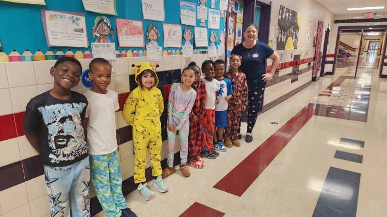 Cozy with a good book with Mrs. Strachan's class!