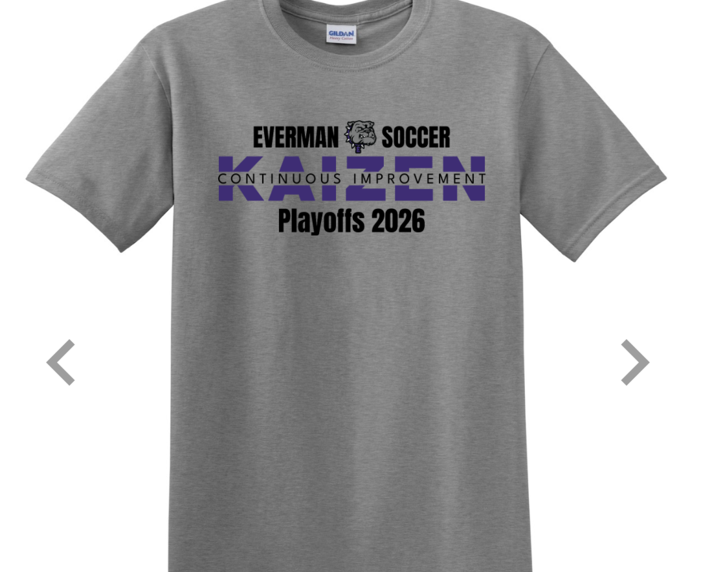 Boys soccer is IN! Playoff details are TBD, and will be later in the week during spring break. But the excitement starts NOW!!! Playoff shirts are on sale! Purchase your shirt by Monday, March 16, and you'll have it in time for the first game! https://esixsportswear.com/everman/shop/home
