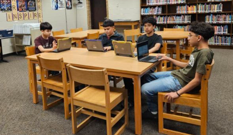 Counselor Hinkle meeting with students