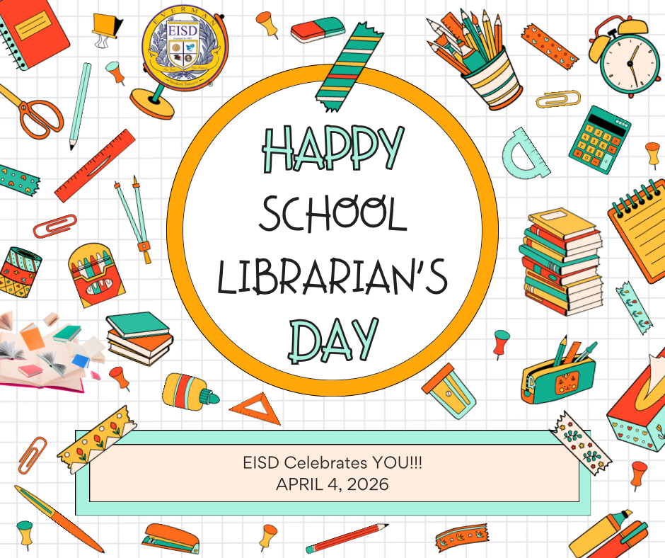 Today, we proudly celebrate our amazing school librarians across Everman ISD who spark curiosity, nurture a love of reading, and equip our students with the skills they need to thrive. Whether helping a student discover their next favorite book or guiding research and learning, our librarians are essential to student success.