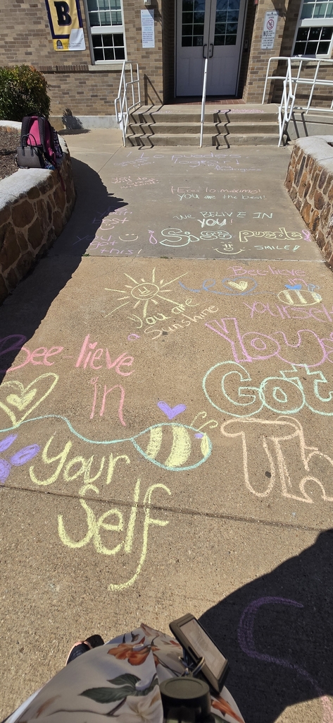 Our amazing Mr. Seals helped set the mood for the 5th grade Science STAAR yesterday. Our amazing staff 'chalked the walk' to encourage students in all testing subjects. 