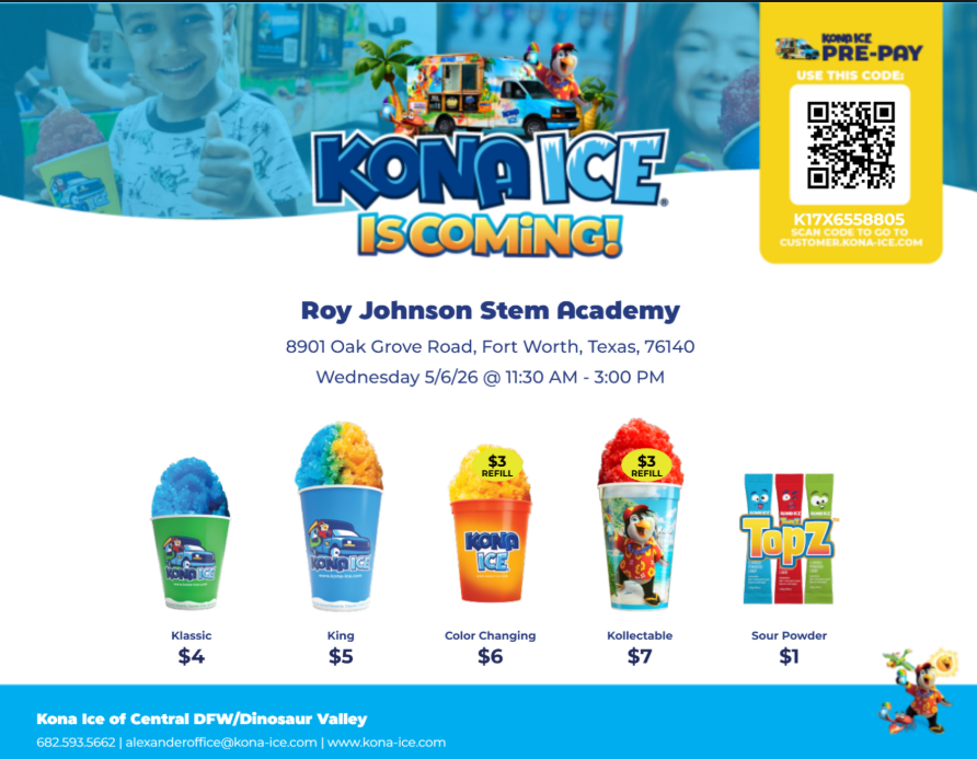 Kona Ice is Coming on  May 6th!