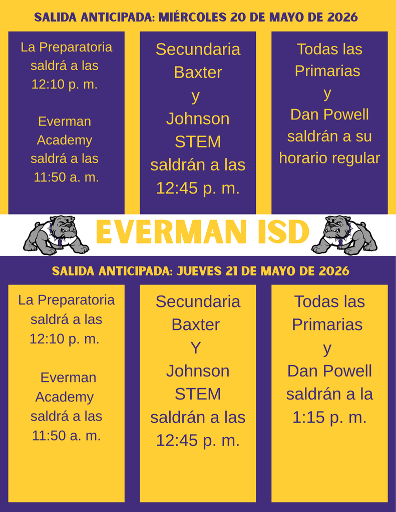 Early Dismissal for Wednesday and Thursday (spanish)