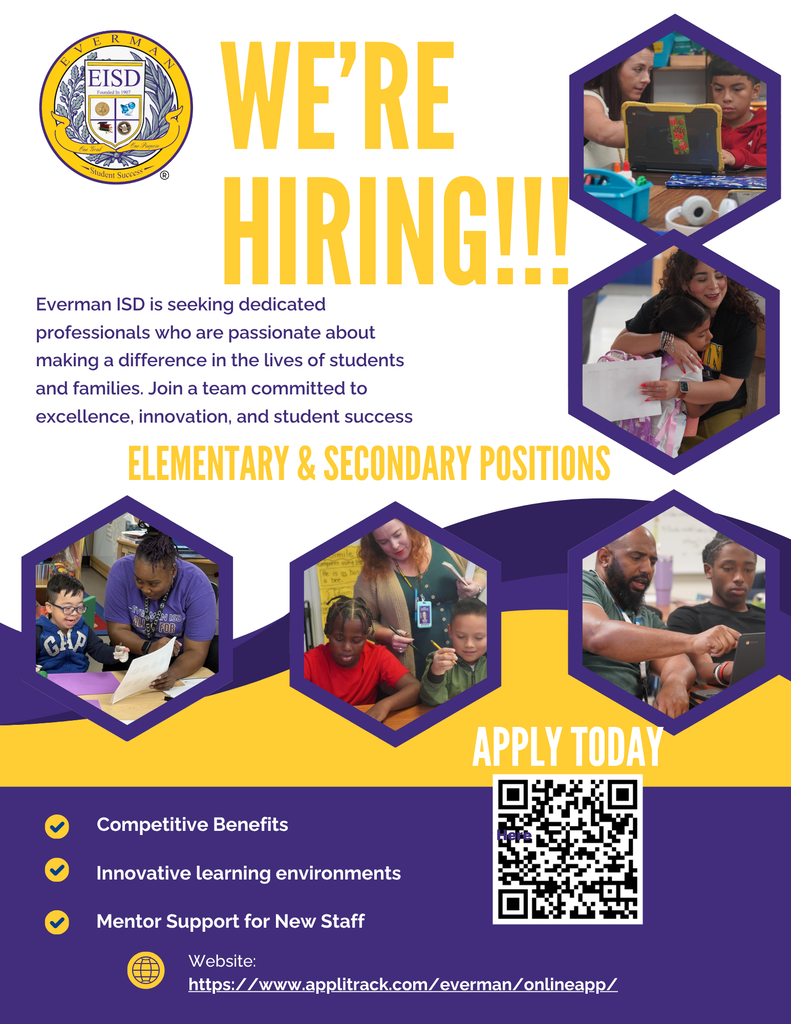 Your next opportunity starts here. Everman ISD is hiring talented professionals who are ready to serve, lead, and inspire. Competitive benefits, supportive culture, and meaningful work await.