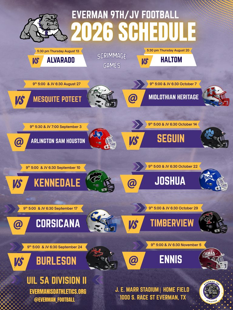 EHS JV/9TH Grade Football Schedule