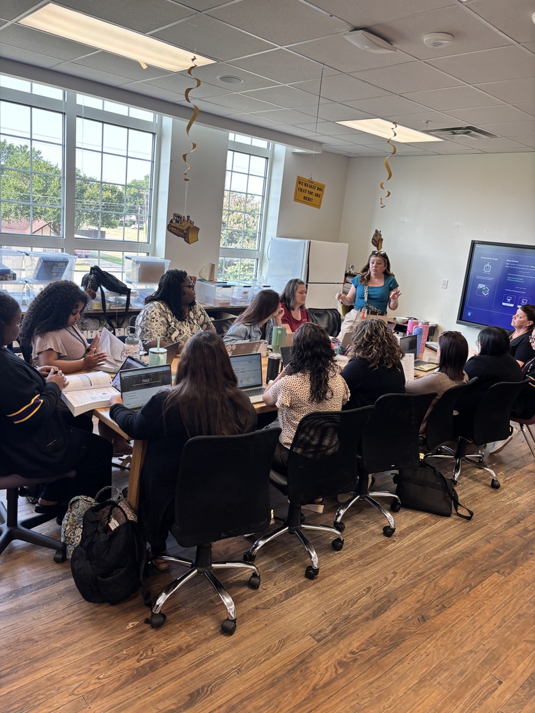 Teachers and staff attending professional development.