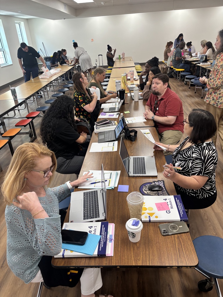 Teachers and staff attending professional development.