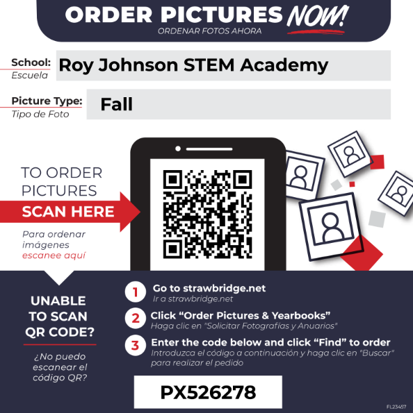 Order Pictures Now - Roy Johnson STEM Academy Fall Pictures To order pictures scan here