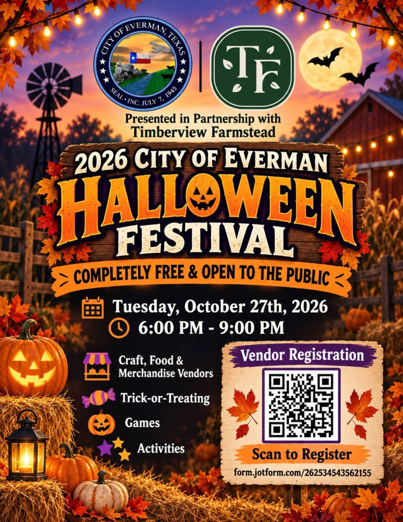 City of Everman & Timberview Farmstead Halloween Festival Flyer