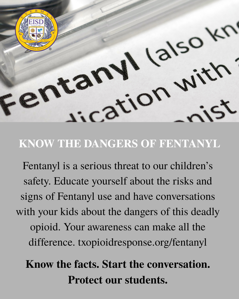 October is Fentanyl Awareness Month! Fentanyl is a serious threat to our children’s safety. Educate yourself about the risks and signs of Fentanyl use and have conversations with your kids about the dangers of this deadly opioid. Your awareness can make all the difference. txopioidresponse.org/fentanyl.