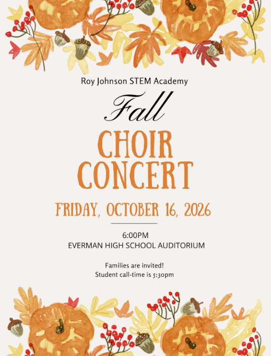 Fall Choir Concert Friday October 16, 2026