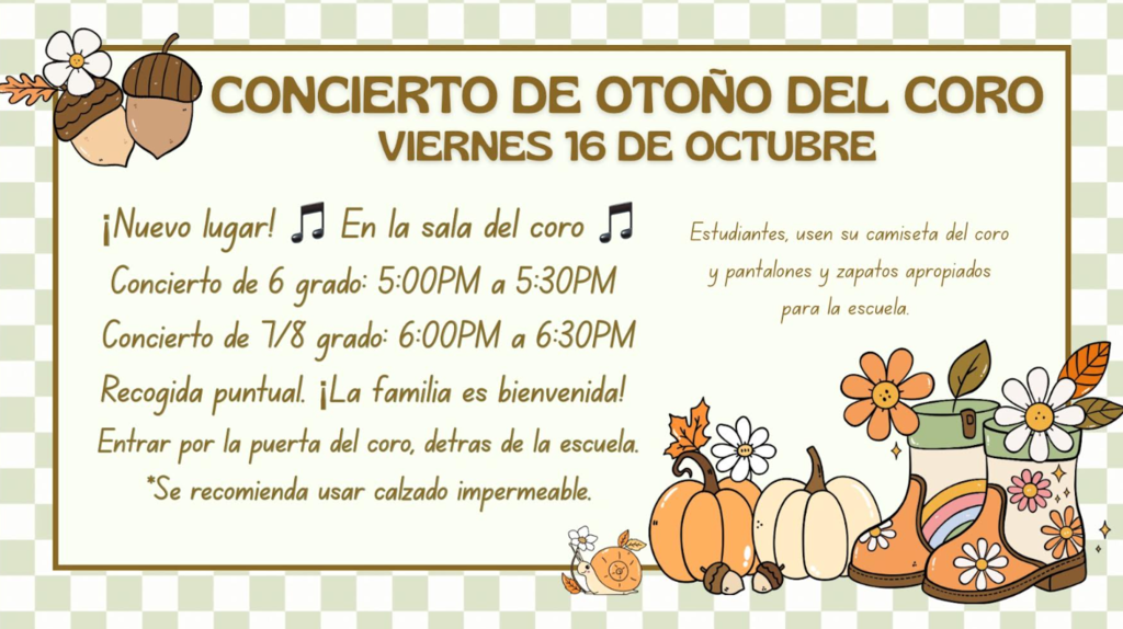 Fall Choir Concert Friday October 16 2026