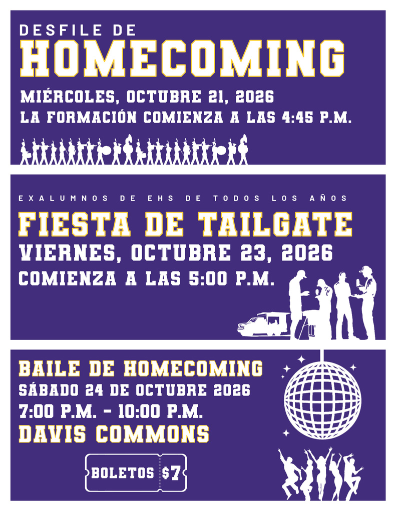 Everman ISD+ Spanish visual of future events on the week of homecoming 