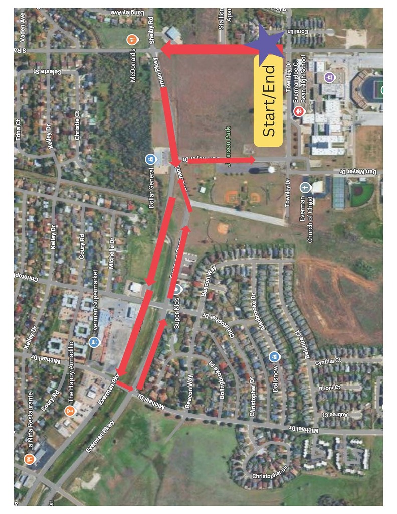 route of EISD Homecoming Parade 
