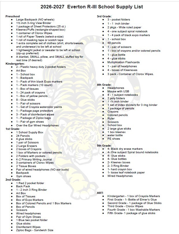 School Supply List