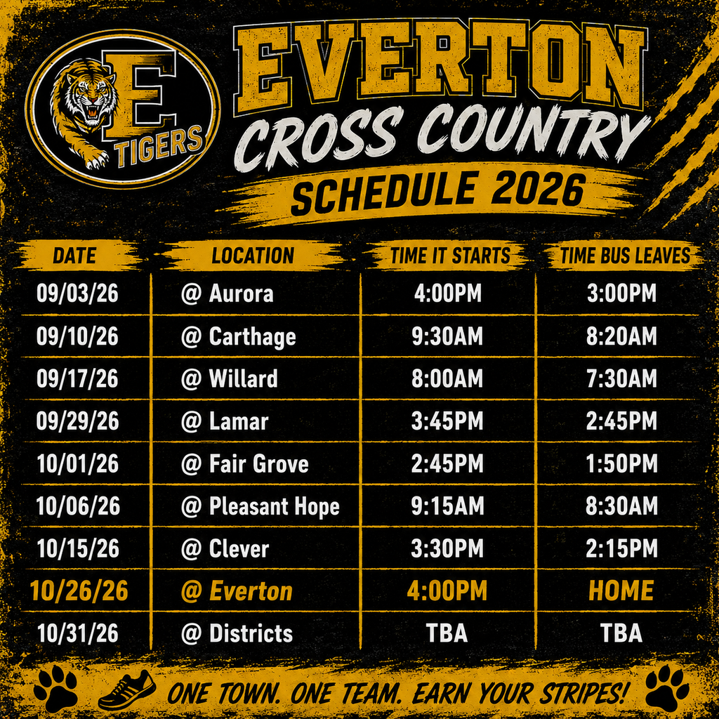 Cross Country Schedule