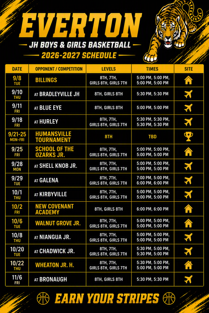 JH Boys/Girls BBall Schedule