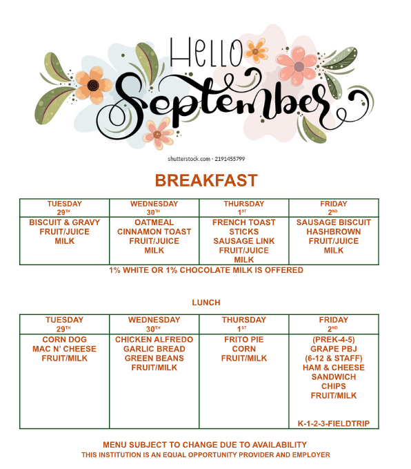 Meal Menu