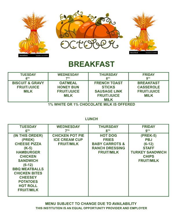 Meal Menu