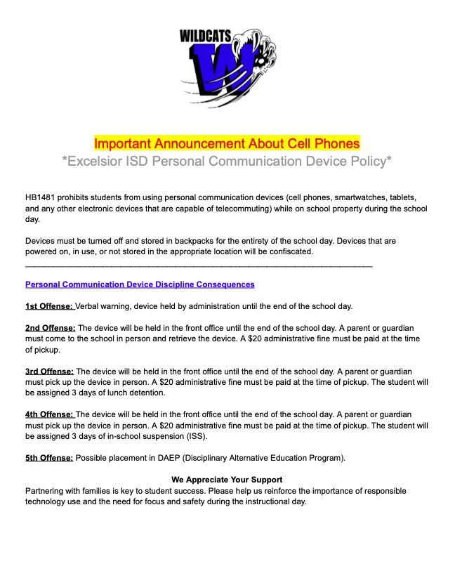 Cell Phone Policy