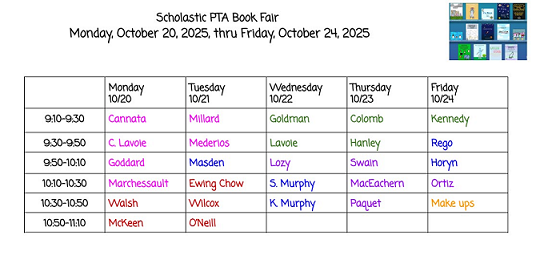 Book Fair Schedule