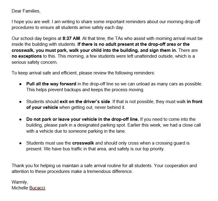 Important Morning Drop-Off Safety Reminders