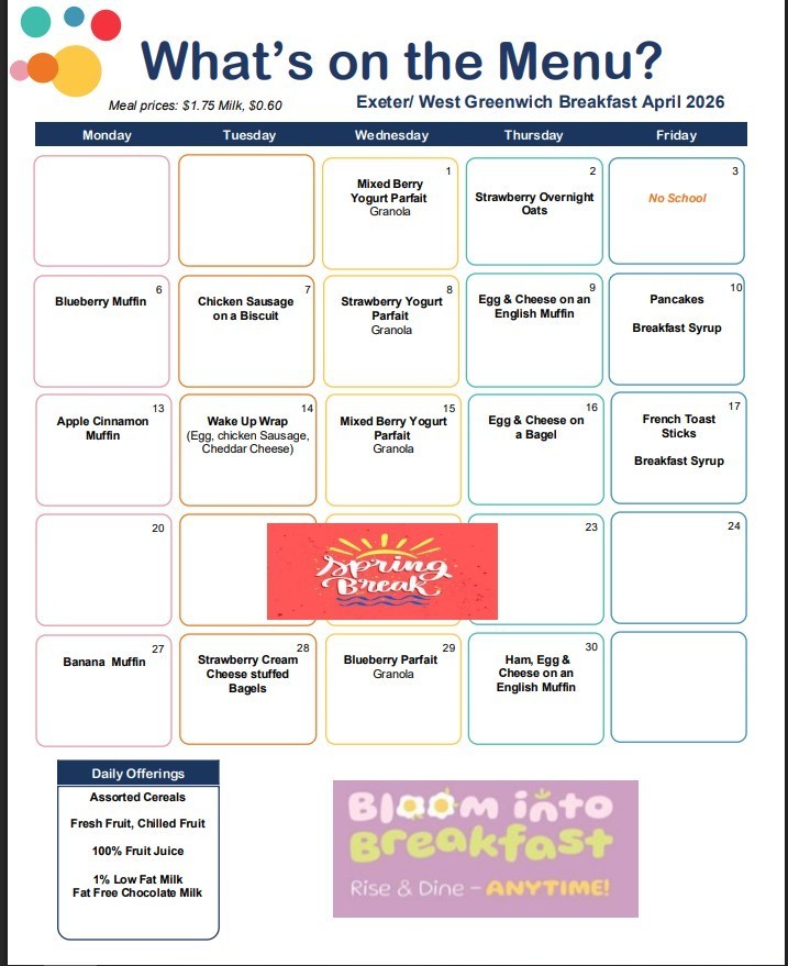 Breakfast Menu - April 2026