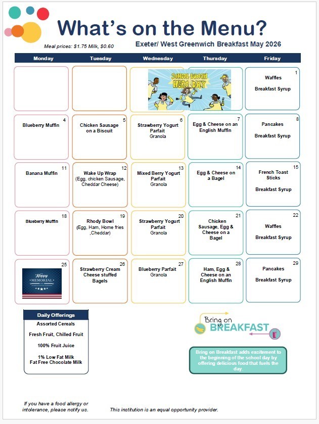 May breakfast menu - 2026