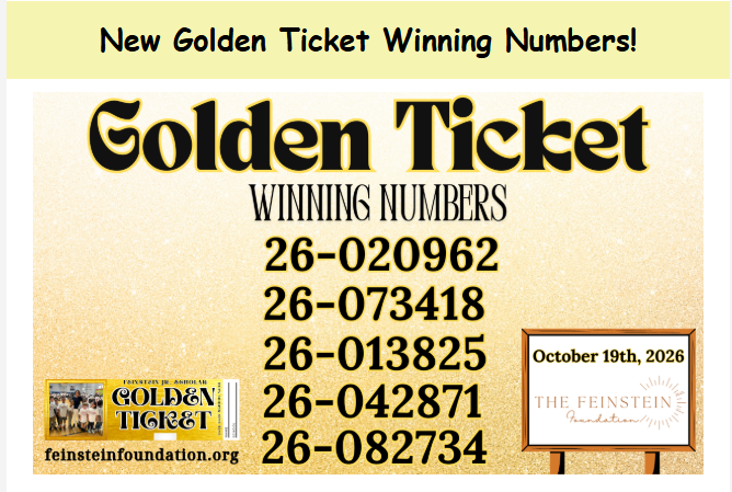 Feinstein Golden Ticket Winning Numbers 10/19/26
