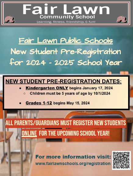 2024-2025 NEW STUDENT PRE-REGISTRATION INFORMATION | Fair Lawn 