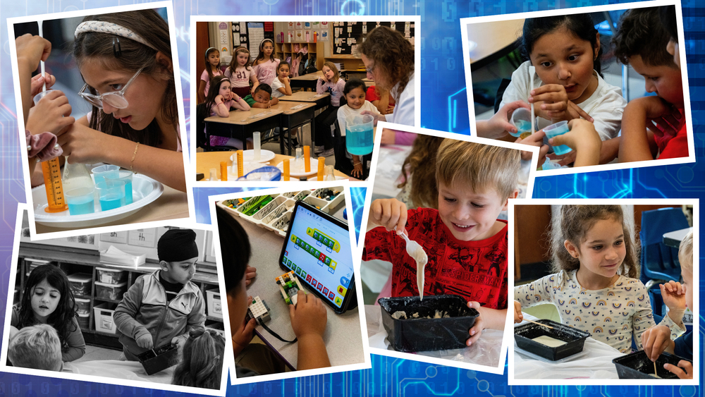 collage graphic of students enjoying stem enrichment