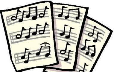 Clip art image of black music notes on a white background