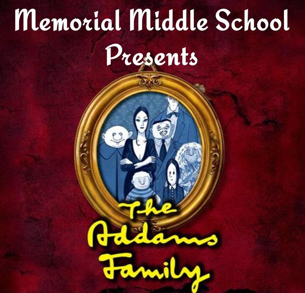 Poster advertising The Addams Family Young@Part Performances showing a portrait of the Addams family