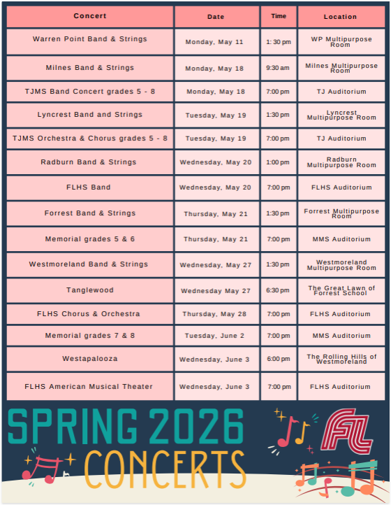 Spring Concert Schedule