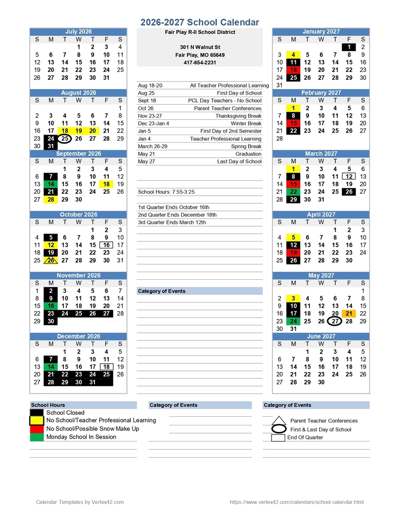 26-27 School Calendar