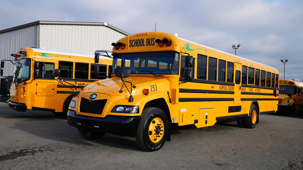 A photo of one of FSUSD's new electric buses