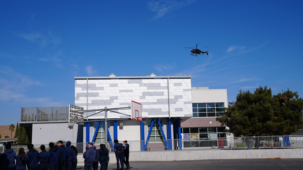 Helicopter flying over Public Safety Academy