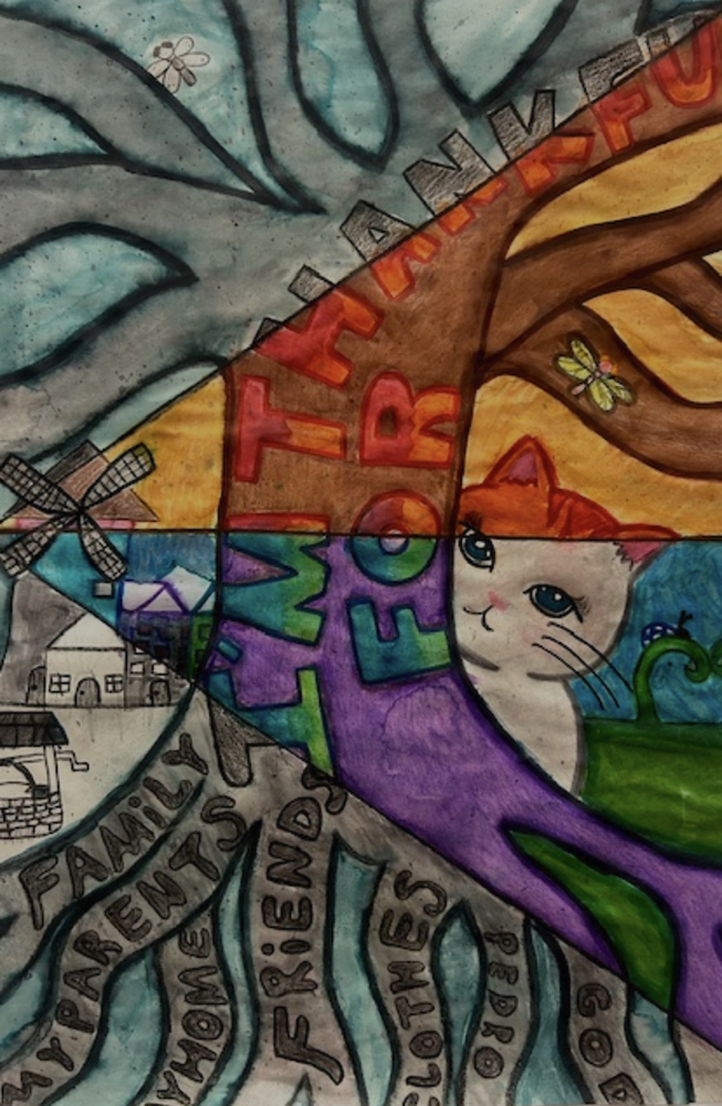 Photo of student art by students at Grange Middle School