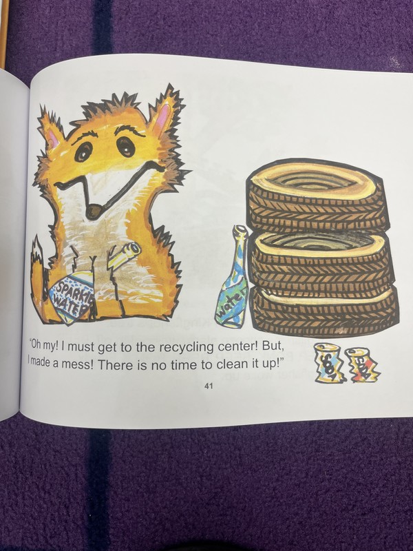 Picture of an illustration of a fox with some tires.