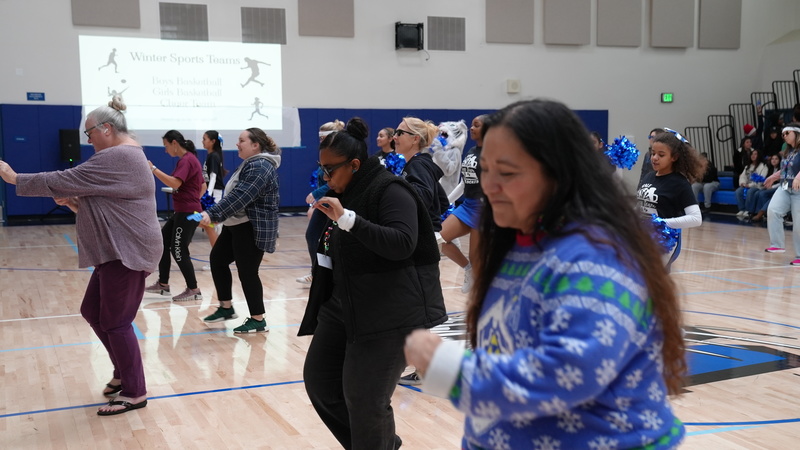 A group of teachers called the teacher flashmob dancing during the rally