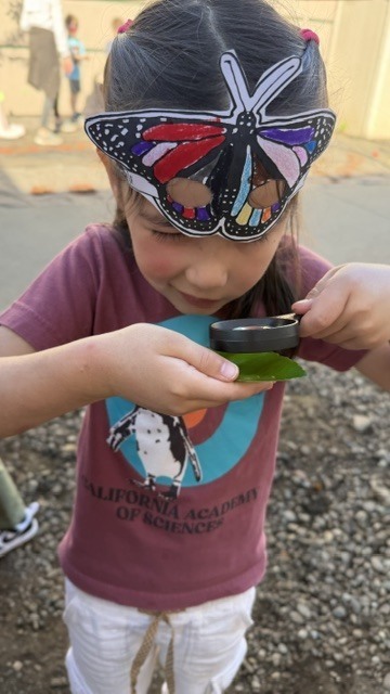 Student with a butterfly cutout on her forehead