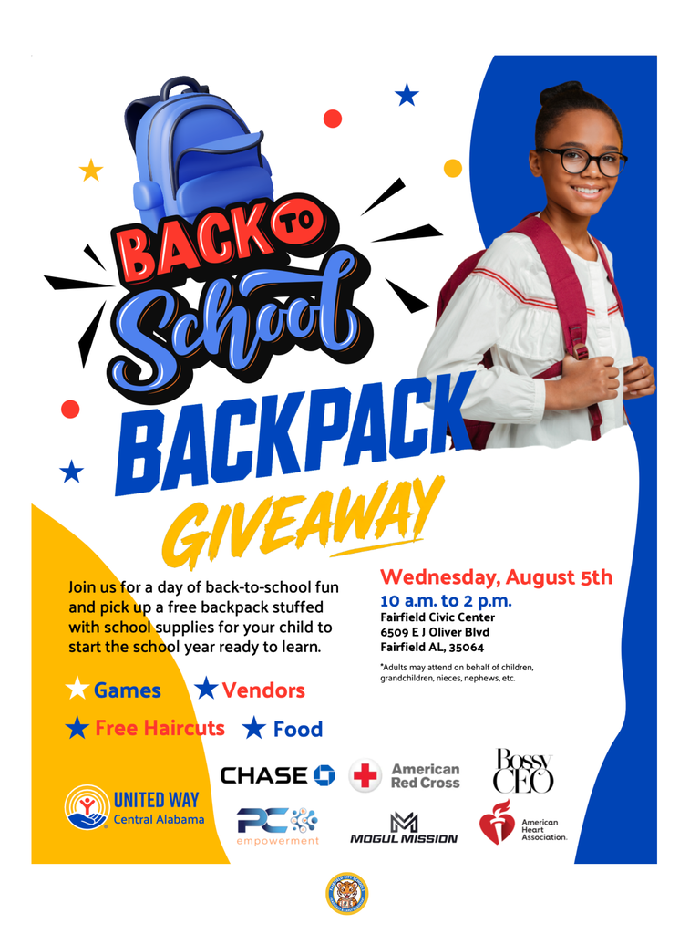Dear Fairfield Families, As summer draws to a close, we are thrilled to welcome you back for an incredible new school year centered around learning, discovery, and growth. Our official July 2026 Newsletter: Your Back-to-School Edition is now available! Please take a moment to review these vital district updates, community resources, and upcoming calendar shifts to ensure your family is fully prepared for day one. 📅 Key Calendar Dates to Remember July 17: Last day for children before our brief, two-week summer reset closure. August 3: Faculty and staff return for professional development, classroom preparations, and collaborative training. August 11: Welcome Back! Official first day of school for students. Our teachers are excited to greet each child with smiling faces. 🎒 Free Back-to-School Giveaways We are proud to share these local community partnerships providing free backpacks, school supplies, haircuts, and food to help your student start the year with confidence: Inaugural Back to School Drive When: Saturday, August 1, 2026 | 10:00 a.m. – 2:00 p.m. Where: Galilee Baptist Church (219 Jerry Coleman Street, Fairfield, AL 35064) Back to School Backpack Giveaway When: Wednesday, August 5, 2026 | 10:00 a.m. – 2:00 p.m. Where: Fairfield Civic Center (6509 E. J. Oliver Boulevard, Fairfield, AL 35064) 💡 Five Quick Tips for School Readiness Schedule Adjustment: Gradually move bedtime and wake-up routines up by 10 to 15 minutes every few days to ease back into the school routine. Daily Reading: Dedicate 15 to 20 minutes a day to reading together to build vocabulary and foster a lifelong love of learning. Foster Independence: Give children simple tasks at home—like putting on their own shoes or cleaning up playtime areas—to boost self-help skills. Positive Framing: Build excitement and ease anxiety by talking eagerly about making new friends, meeting teachers, and learning fun concepts. Interactive Learning: Turn errands into games by counting steps, identifying colorful items, or singing the alphabet during daily commutes. Thank you for your continued trust and partnership in your child's education. Together, we are building a strong foundation for lifelong success. Warmly, Diane Chavers Program Manager Fairfield City Schools Head Start & Early Head Start
