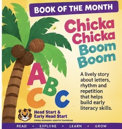 🌴 What happens when the alphabet meets your child’s name? This week, bring Chicka Chicka Boom Boom home by helping your child identify the letters in their name. Write the letters separately, say each one aloud and help your child put them in order. Older preschoolers can search for matching letters in books, magazines or around the house. For our youngest learners, simply hearing their name while seeing its first letter begins building familiarity. Chicka chicka boom boom… will YOUR name fit in the room? 🔤 #ChickaChickaBoomBoom #LiteracyCorner #FamilyLearning #TinyTigers