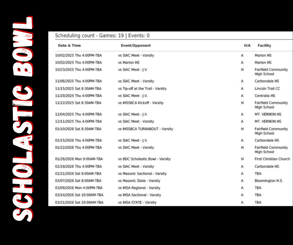 Scholastic Bowl Schedule 25-26