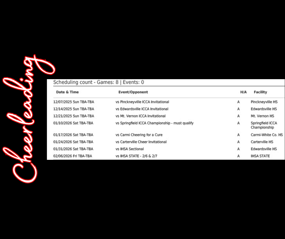 Cheerleading Schedule 25-26