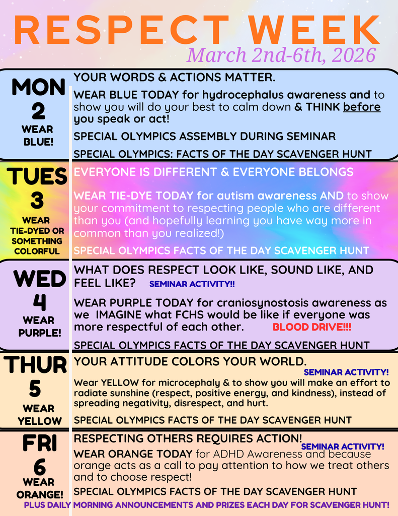 respect week schedule 2026