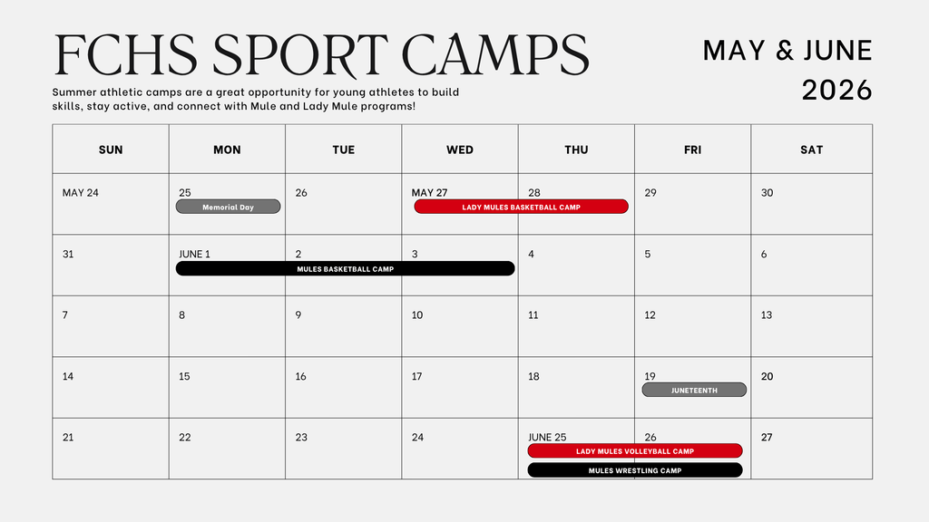 Summer Camp Calendar